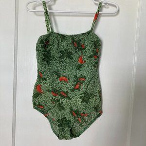 Vintage Gabar Textured Green One Piece Swimsuit